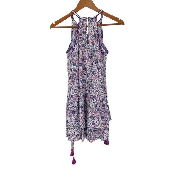 Poupette St Barth Bety Ruffled Mini Dress in Aster With Purple & White Trim XXL - Picture 3 of 7